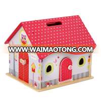 Top fashion baby wooden doll house with furnitures popular children open play toy wooden doll house